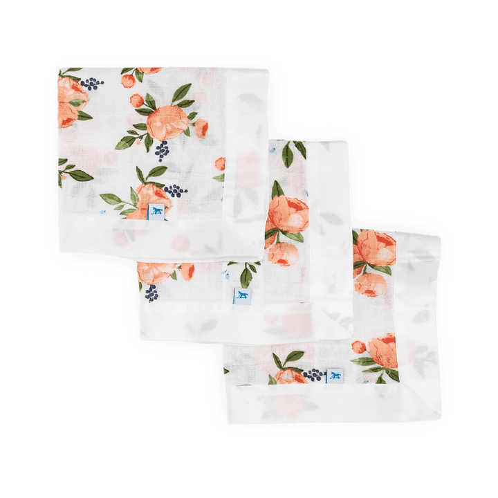 Cotton Muslin Security Blanket 3 Pack | Watercolor Roses