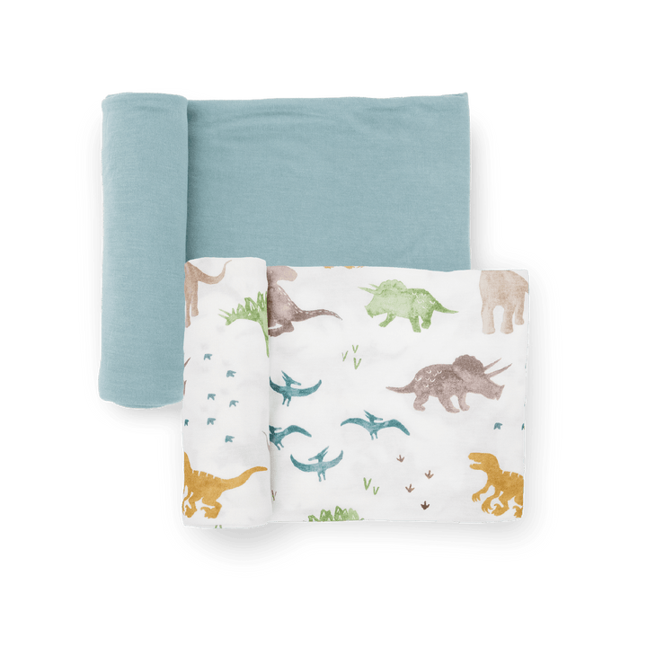 Stretch Knit Swaddle Blanket 2 Pack | Dino Pals