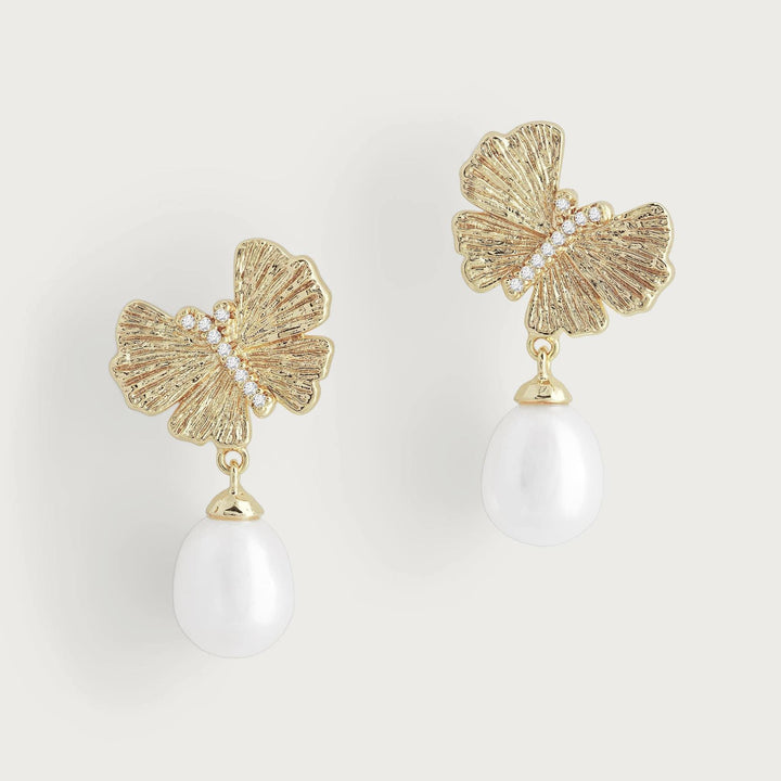 Butterfly With Pearl Drop Earrings | Anabel Aram