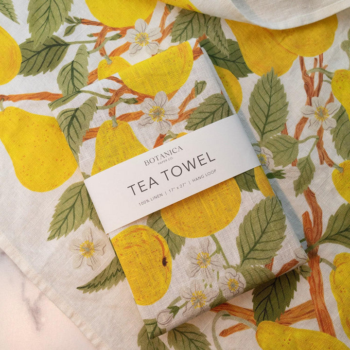 Pear Orchard Linen Tea Towel