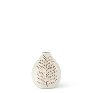 Cream & Brown Fern Leaf Ceramic Vase