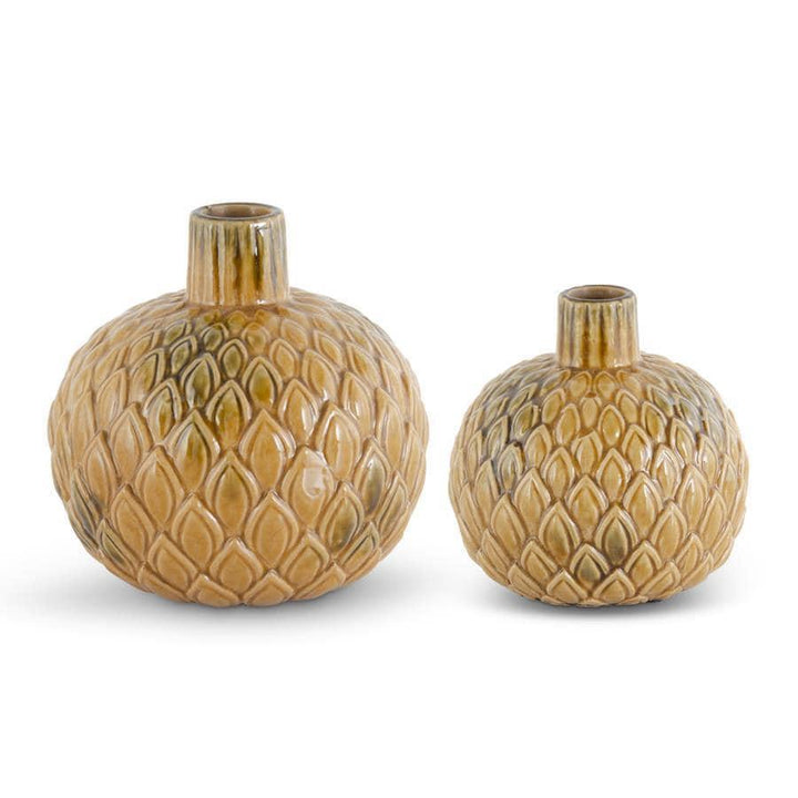 Crackled Butterscotch Ceramic Vases