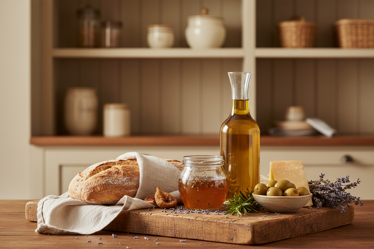 European-inspired gourmet pantry scene