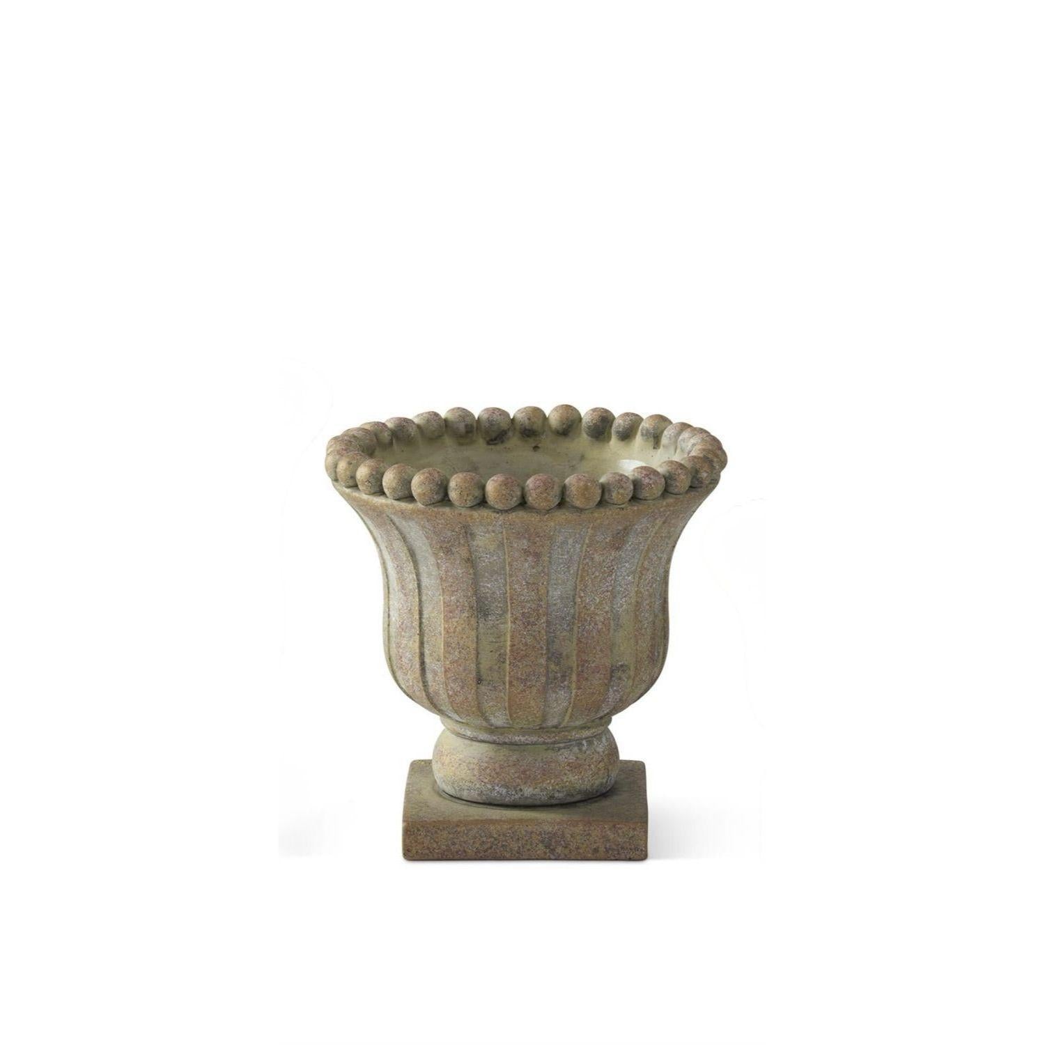 Weathered Tan & Green Urn