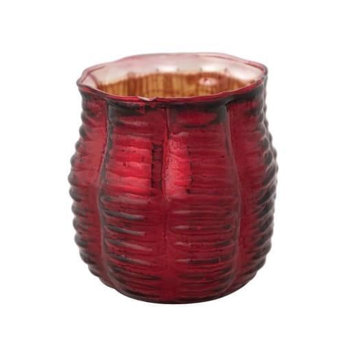 Embossed Red Mercury Glass Tealight-Votive Holder