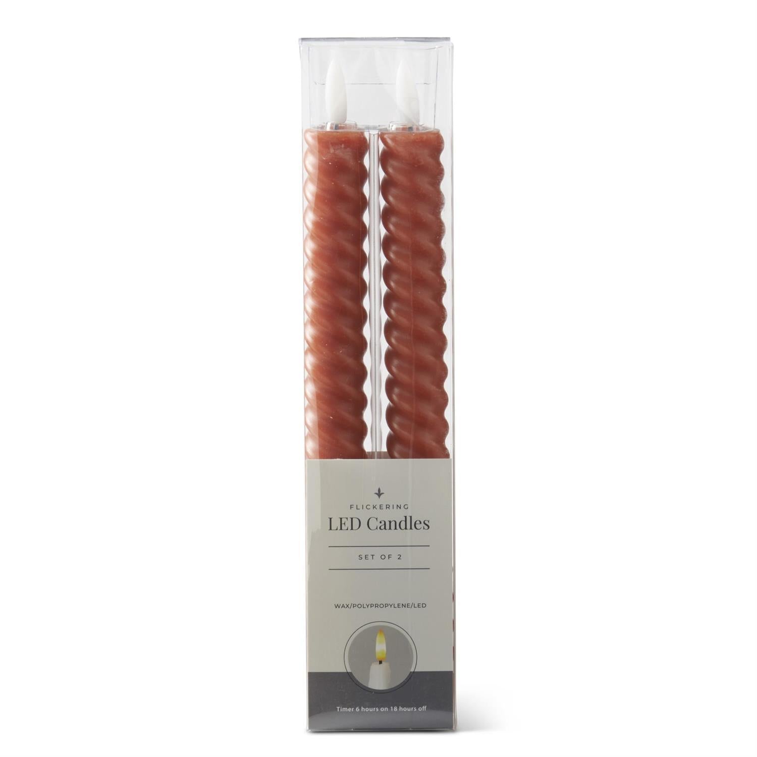 Rust Spiral LED Taper Candles