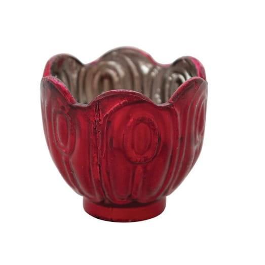Embossed Red Mercury Glass Tealight-Votive Holder