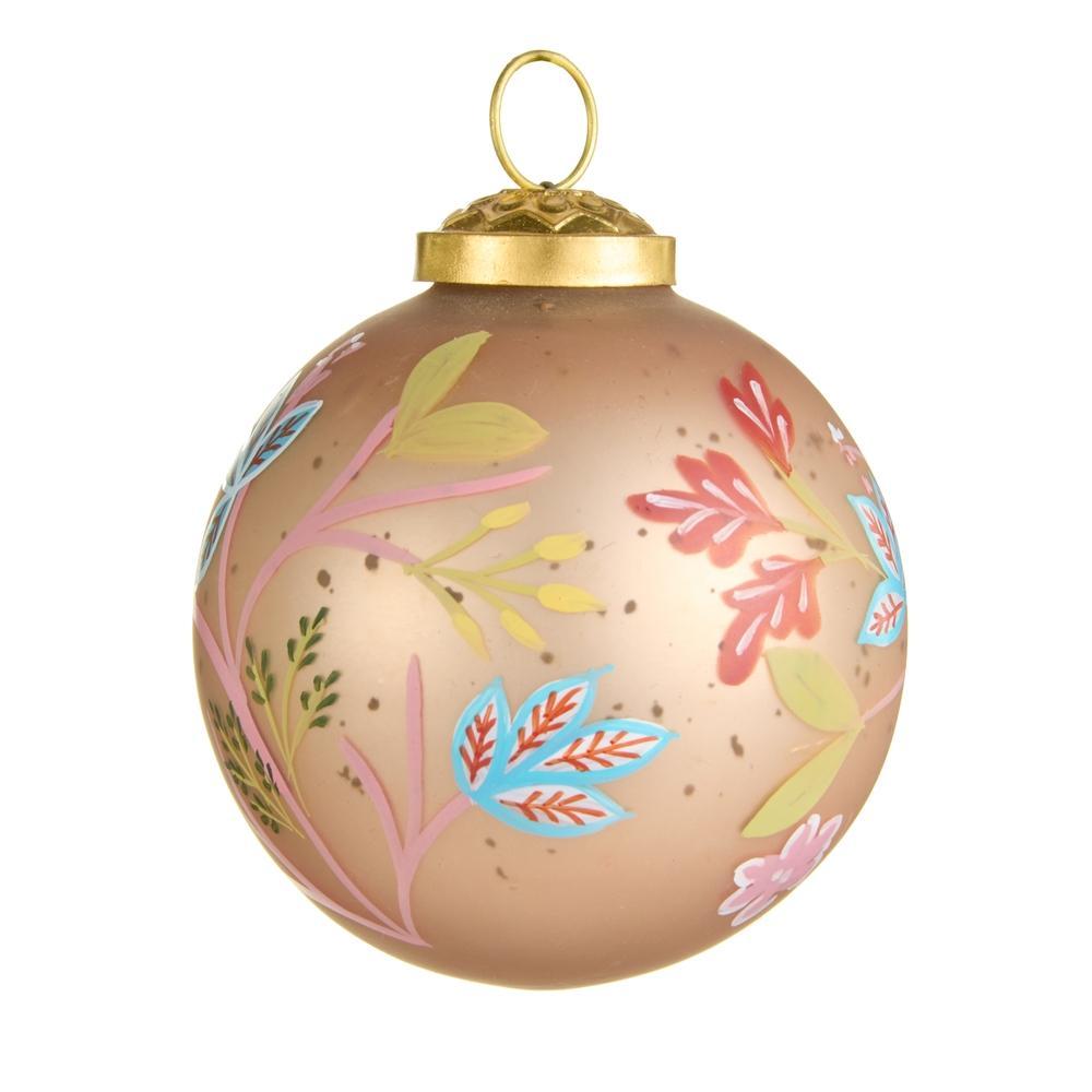Beige Floral Ball Ornament