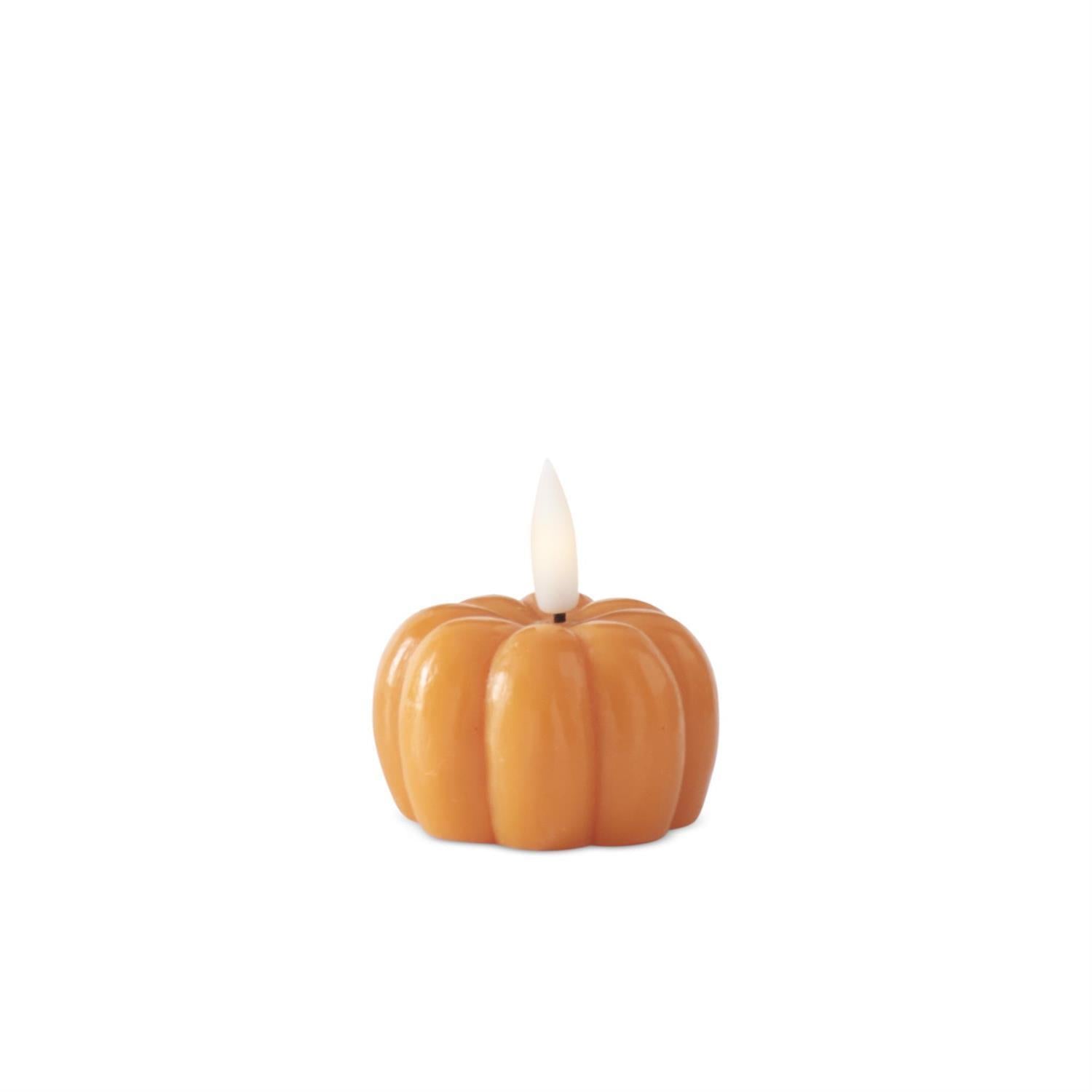 Orange Wax LED Flicker Flame Pumpkin Candle with Timer