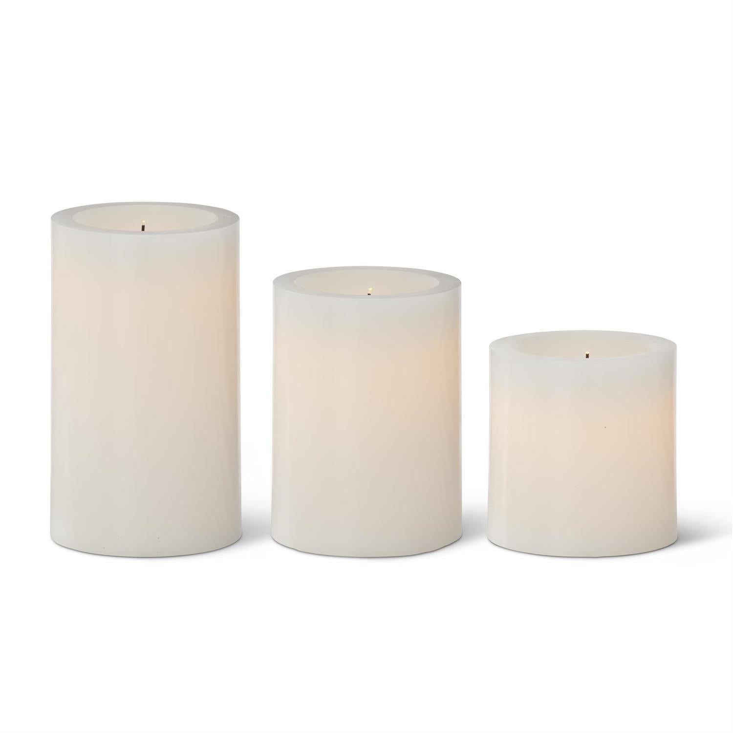 Burned Wick LED Flicker Flame Wax Pillar Candles