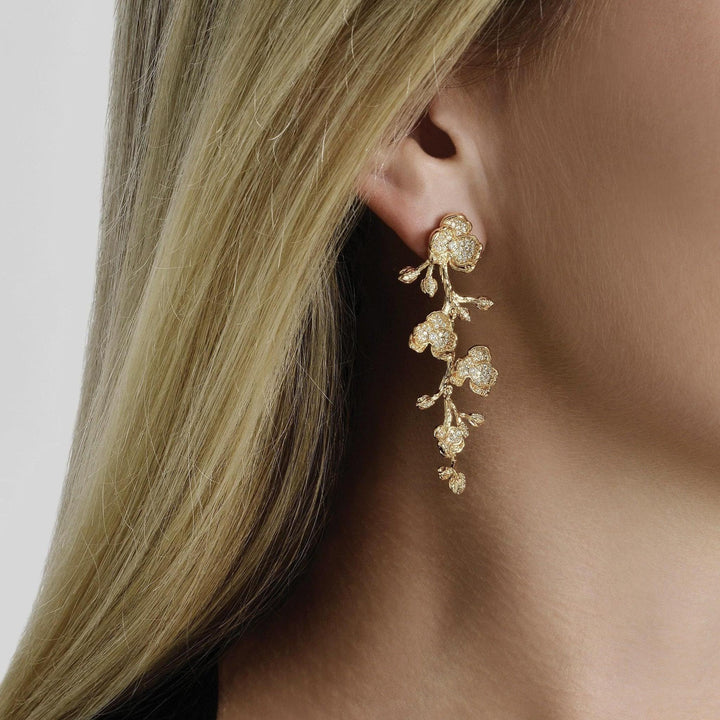 Orchid White Pavé Dangle Earrings | Anabel Aram