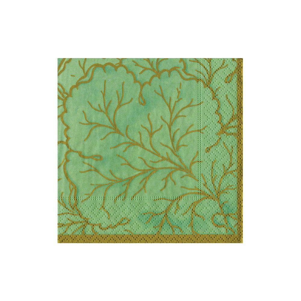 Gilded Majolica Celadon Cocktail Napkins