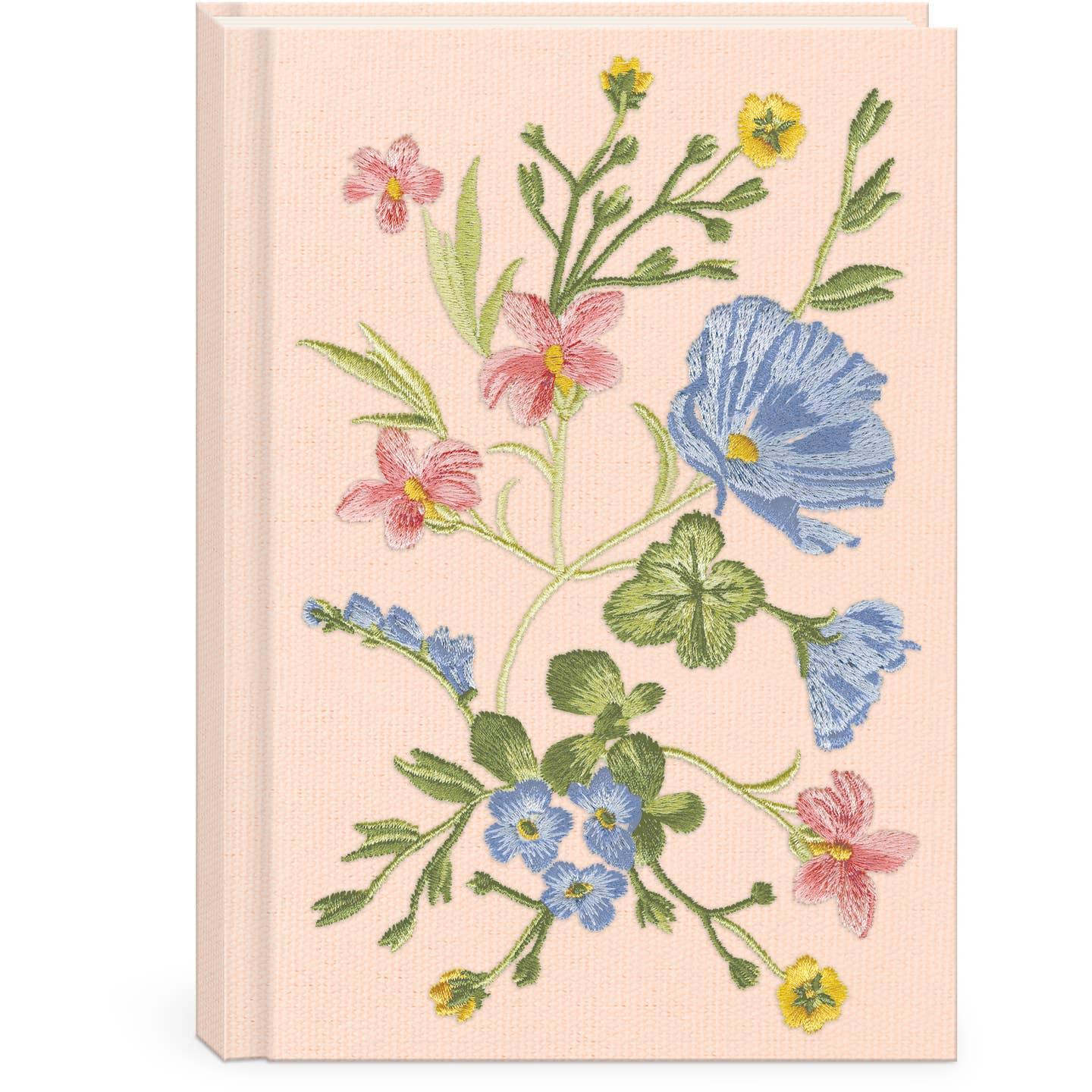 Embroidered Garden Flowers Fabric Journal