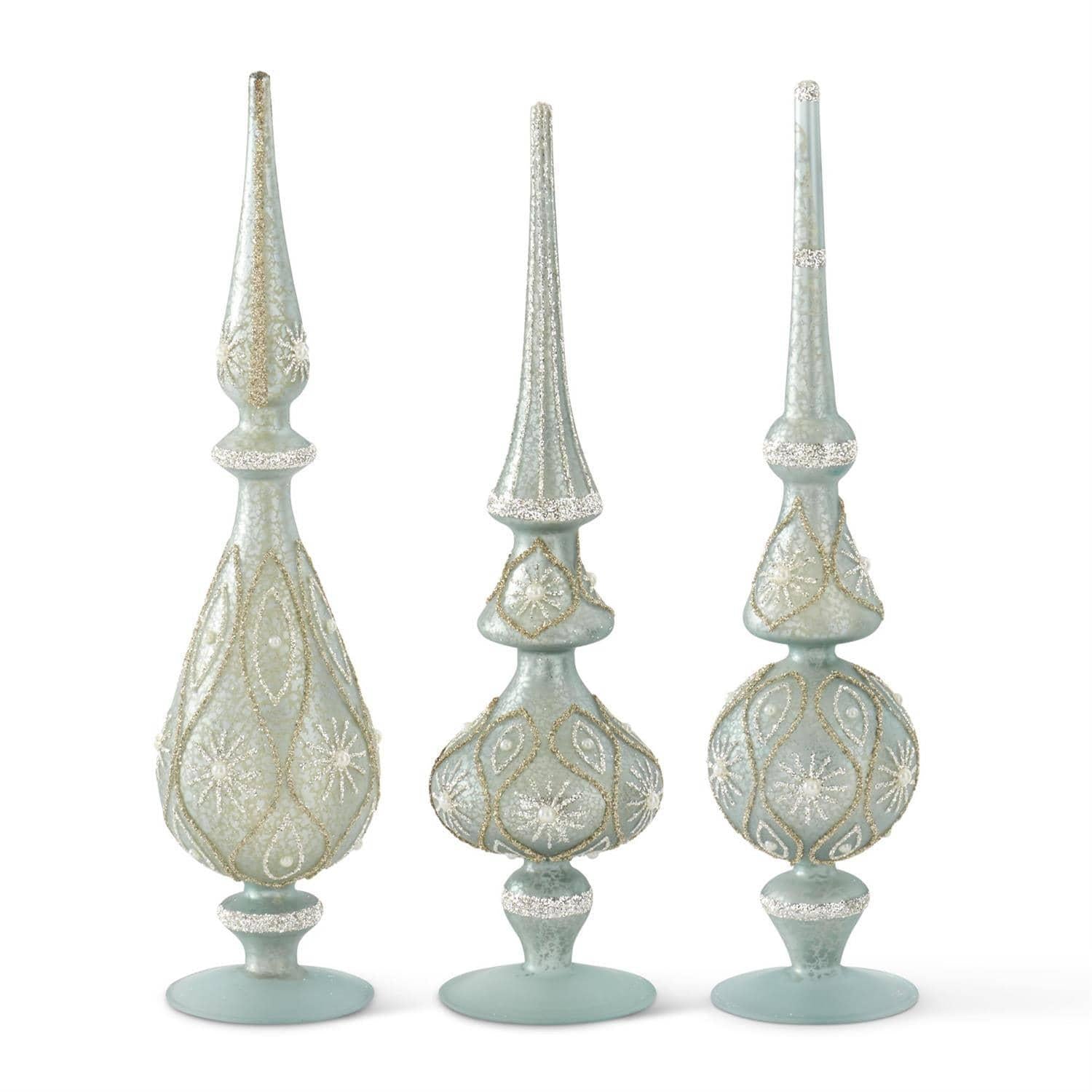 Light Blue Mercury Glass Finials