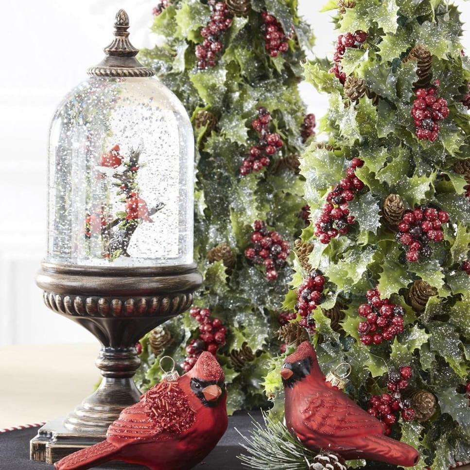 Cardinal Water Spinning LED Snow Globe