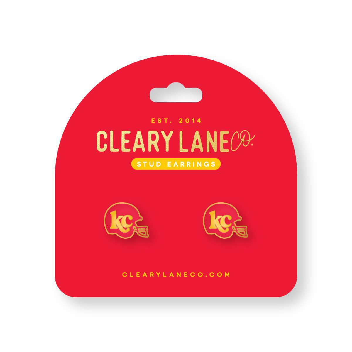 KC Football Helmet Enamel Stud Earrings