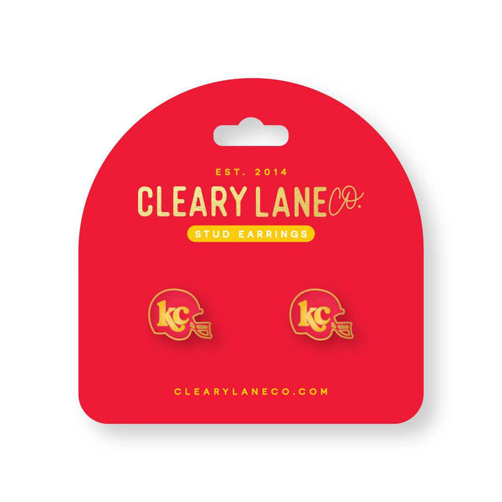 KC Football Helmet Enamel Stud Earrings