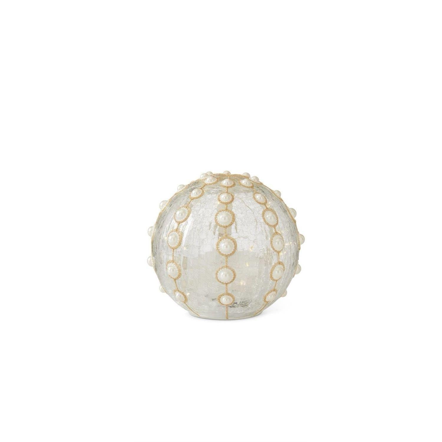 Clear Glass & Gold Glitter with Pearls LED Globes