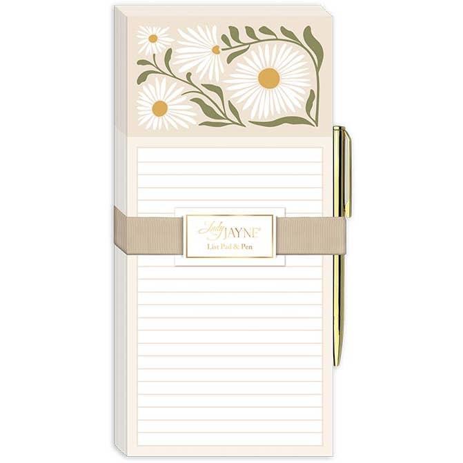 Daisy Flower Market Magnetic List Pad with Pen