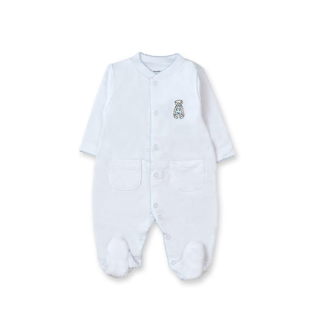 Teddy Playsuit | White & Blue