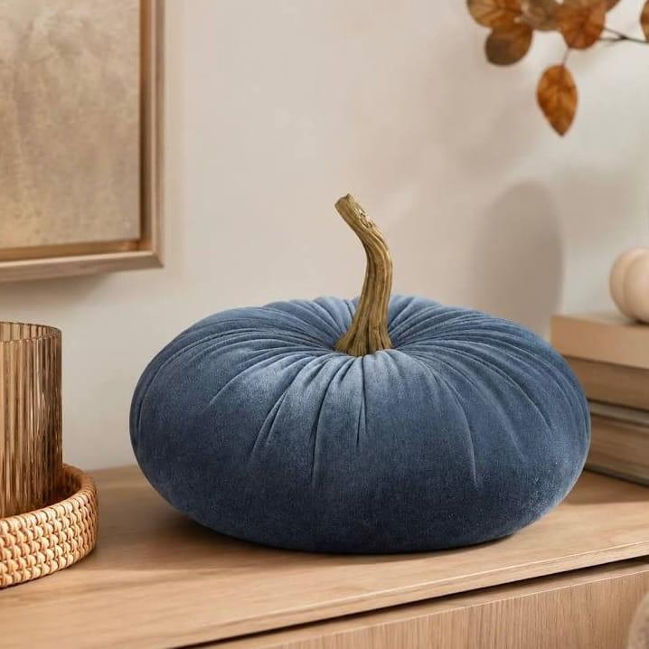 Blue Velvet Stuffed Pumpkin