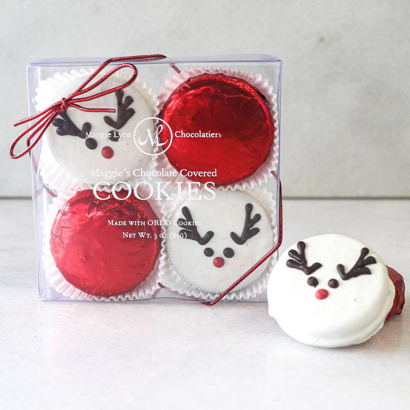 4pc Holiday Chocolate Covered Cookies - Reindeer