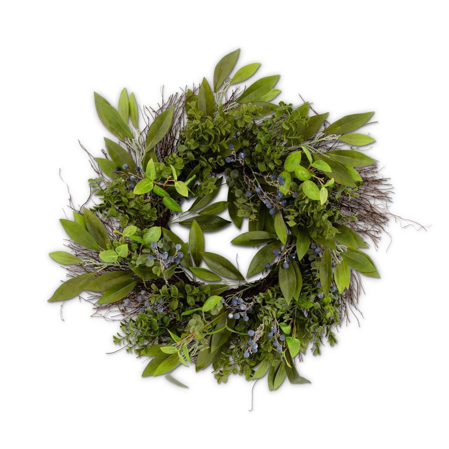 Boxwood & Blueberry Twig Wreath
