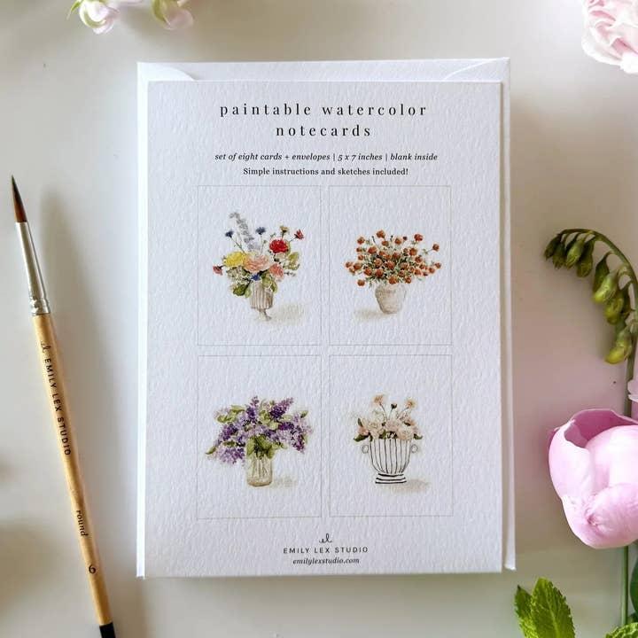 Bouquets Paintable Watercolor Notecard Set
