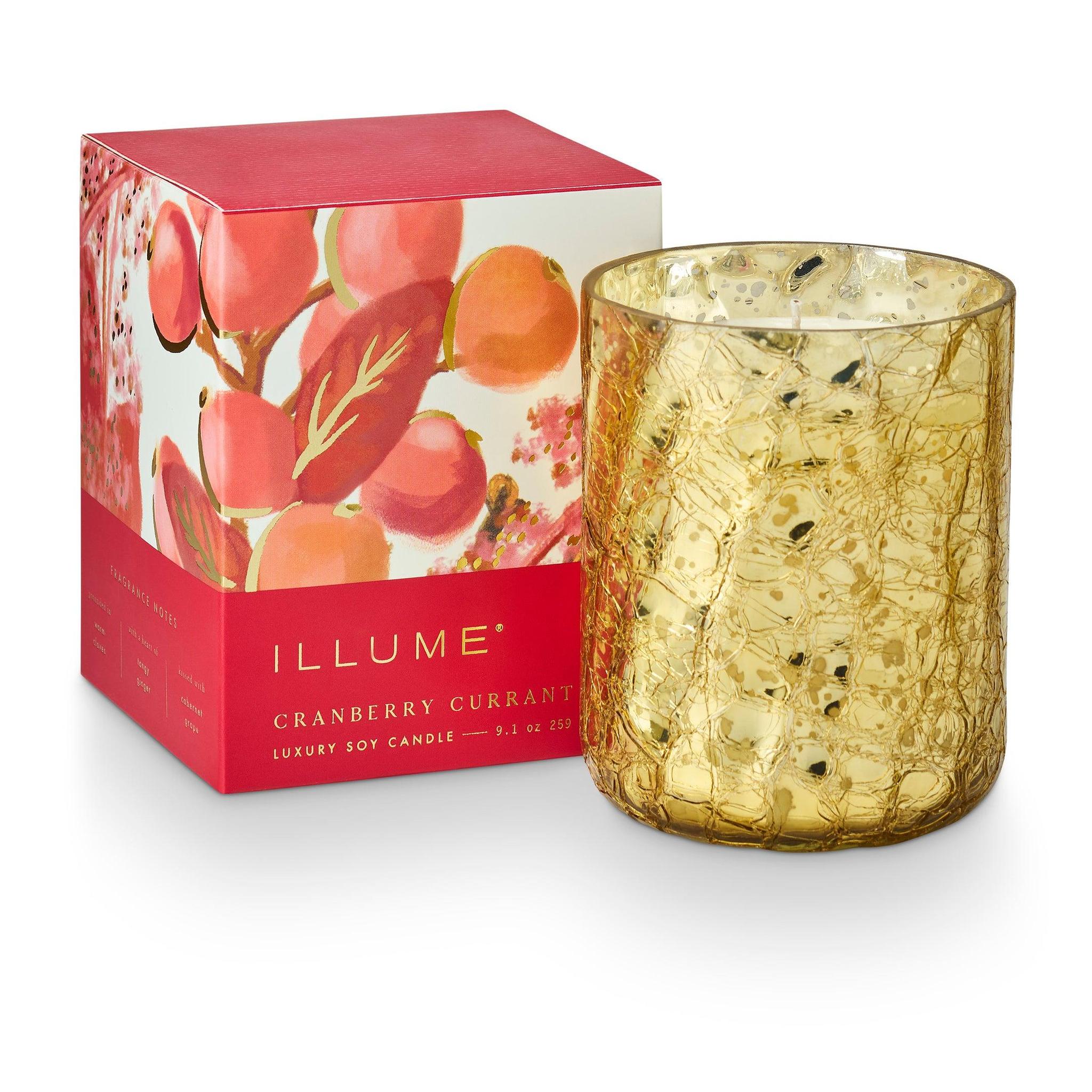 Cranberry Currant Small Crackle Glass Candle