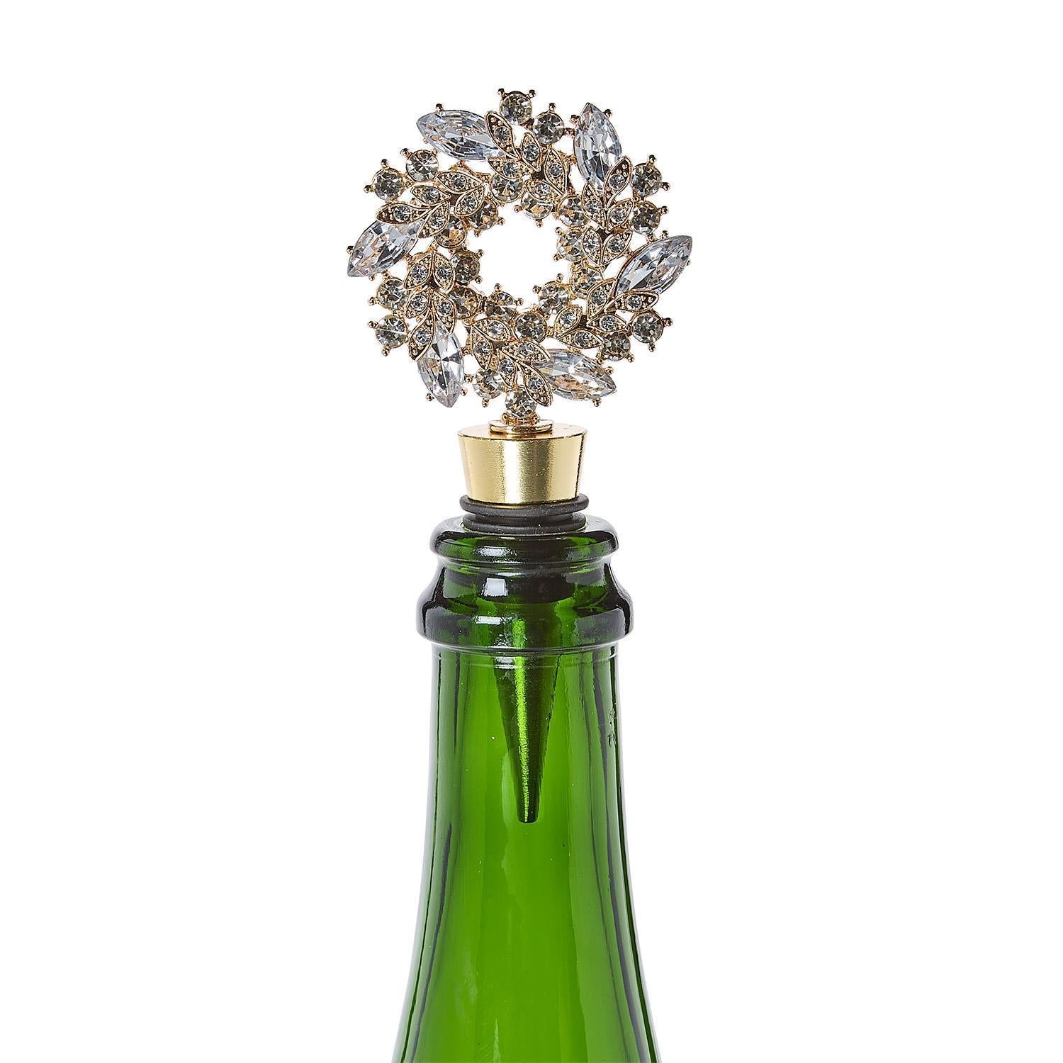 Jeweled Holiday Wreath Bottle Stoppers