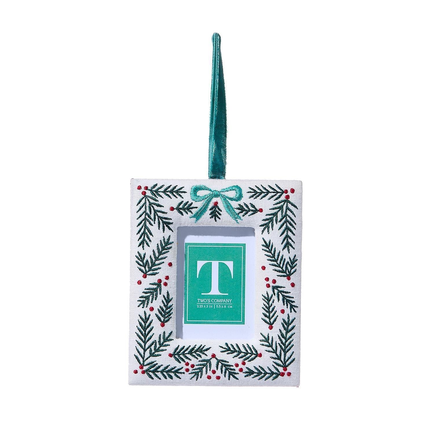 Holiday Memories Embroidered Photo Frame Ornament