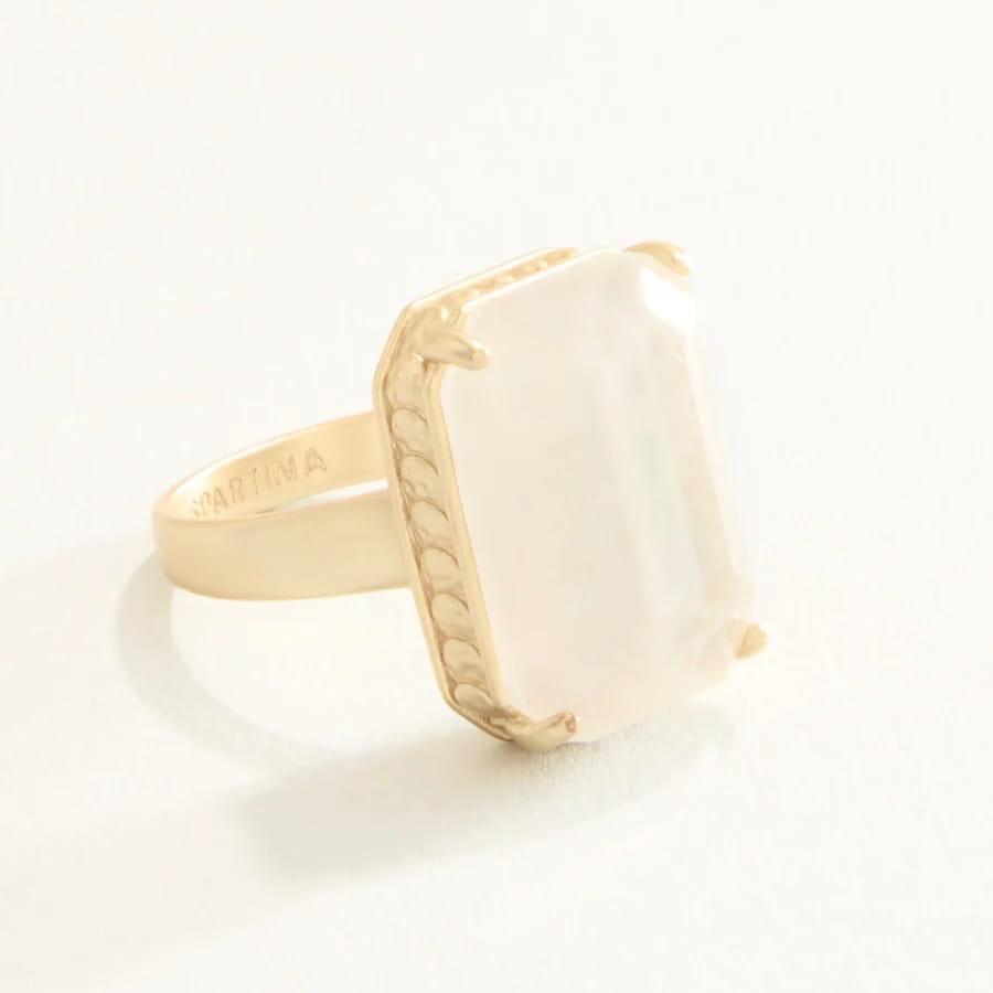 Naiad White Rectangle Ring