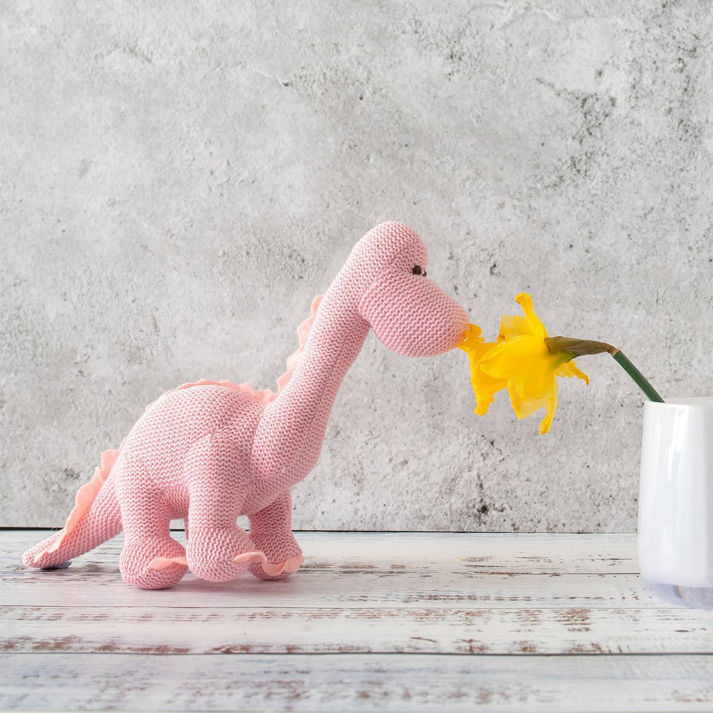Petunia the Pink Diplodocus Dinosaur Baby Rattle