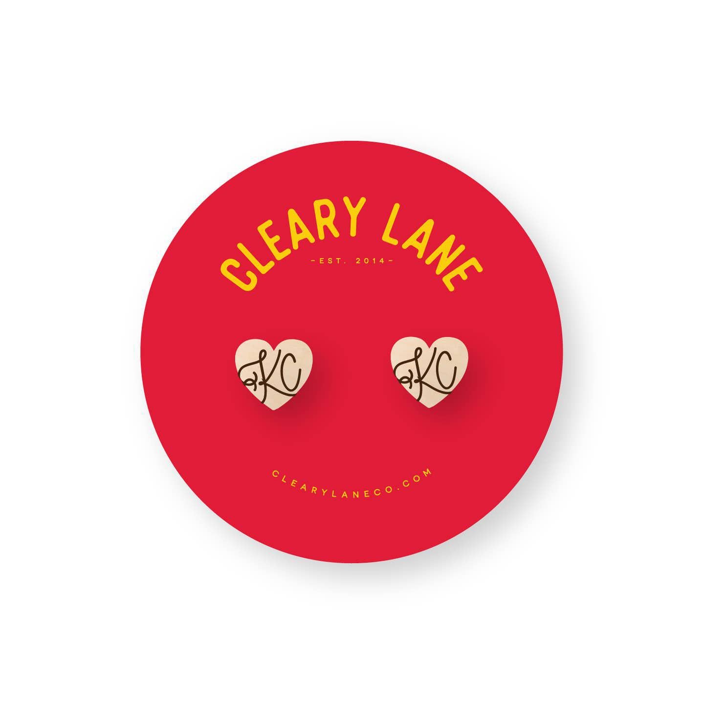 KC Script Heart Stud Earrings