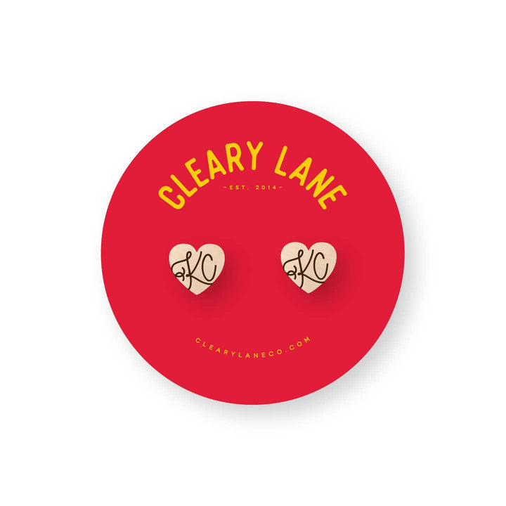KC Script Heart Stud Earrings