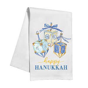 Happy Hanukkah Dreidels Tea Towel
