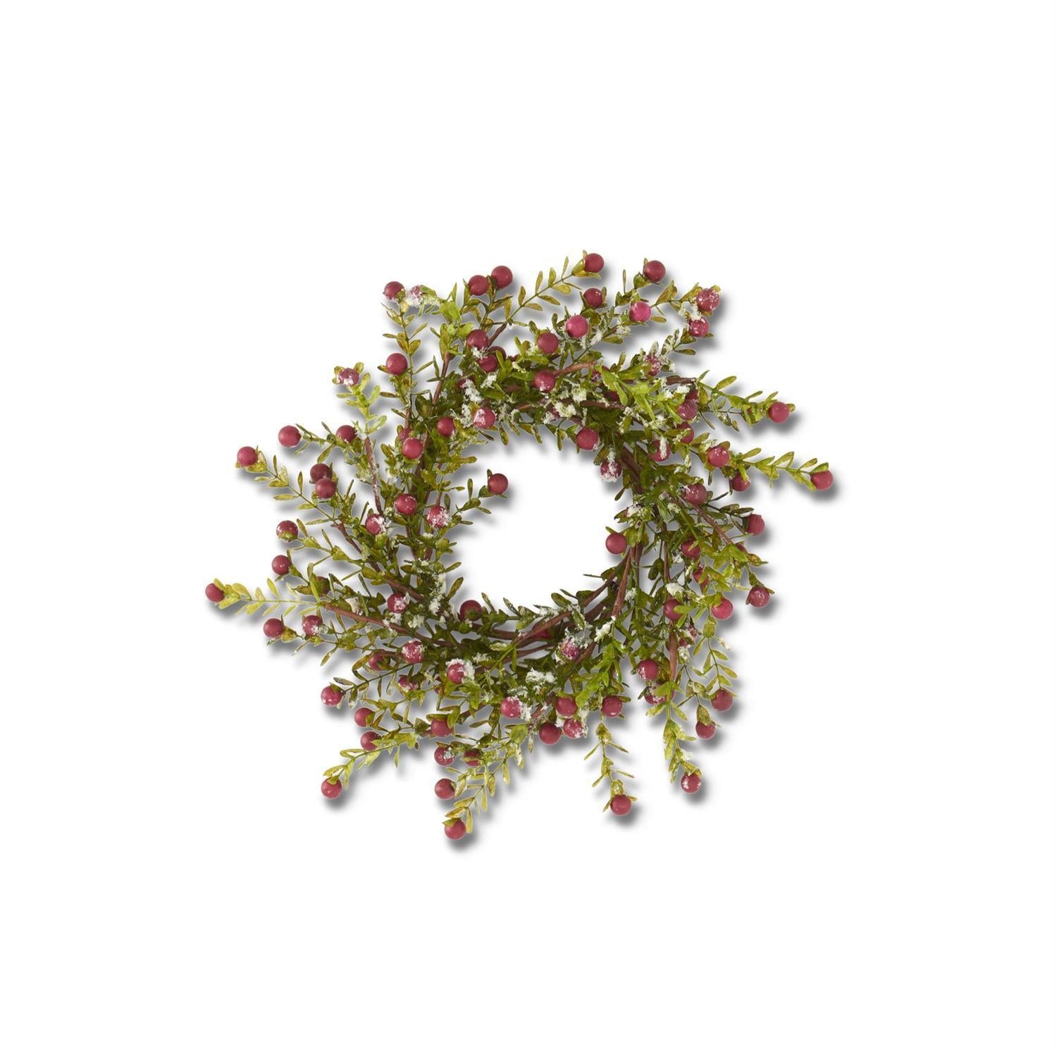 Glittered Snowy Red Berry Leaf Accent Ring