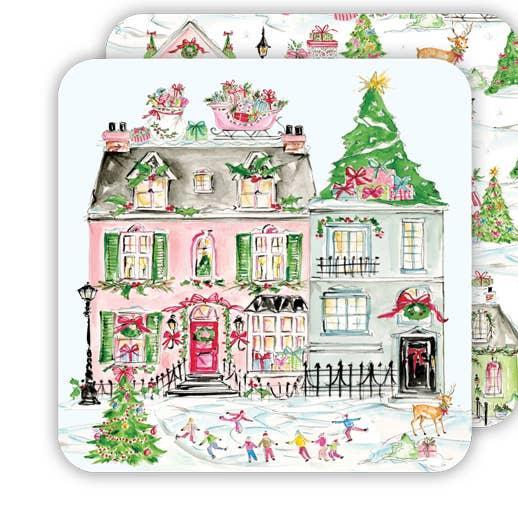 Snowy Village Paper Coaster