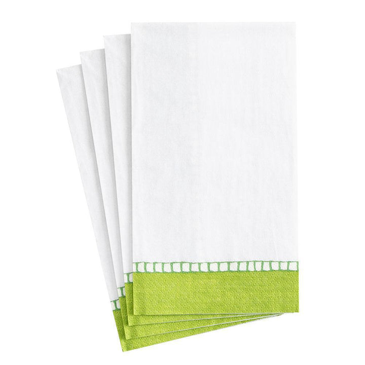 Green Linen Border Paper Guest Towel Napkins