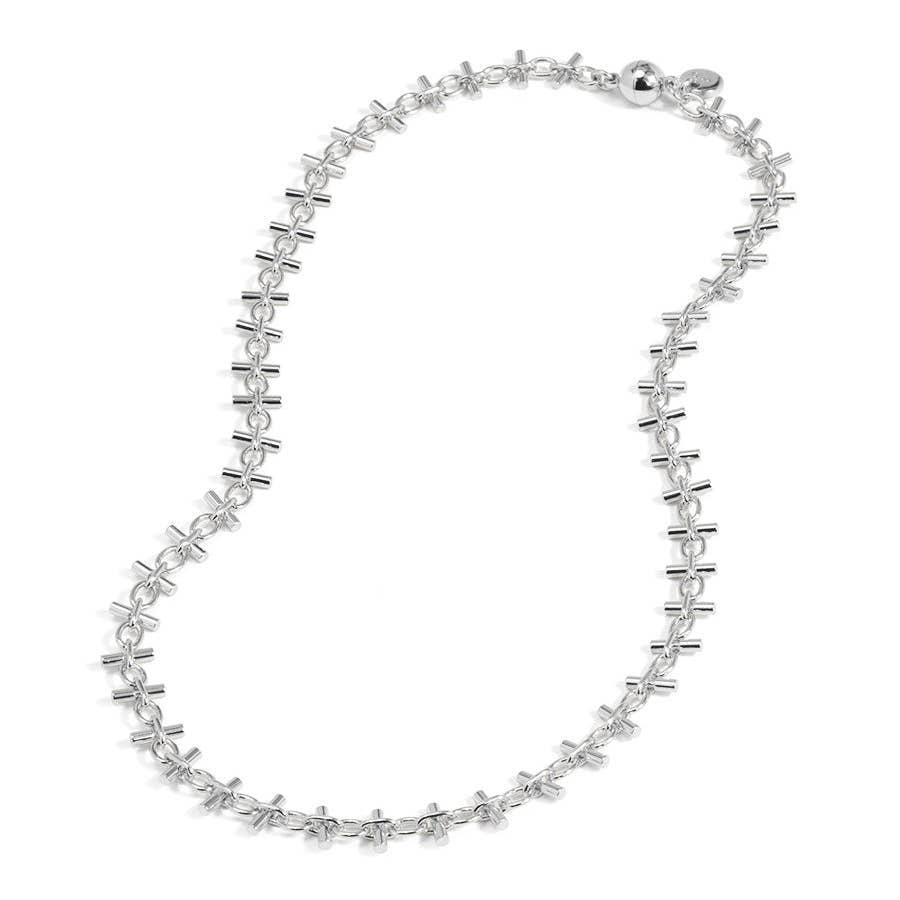 Bar Link Silver Necklace