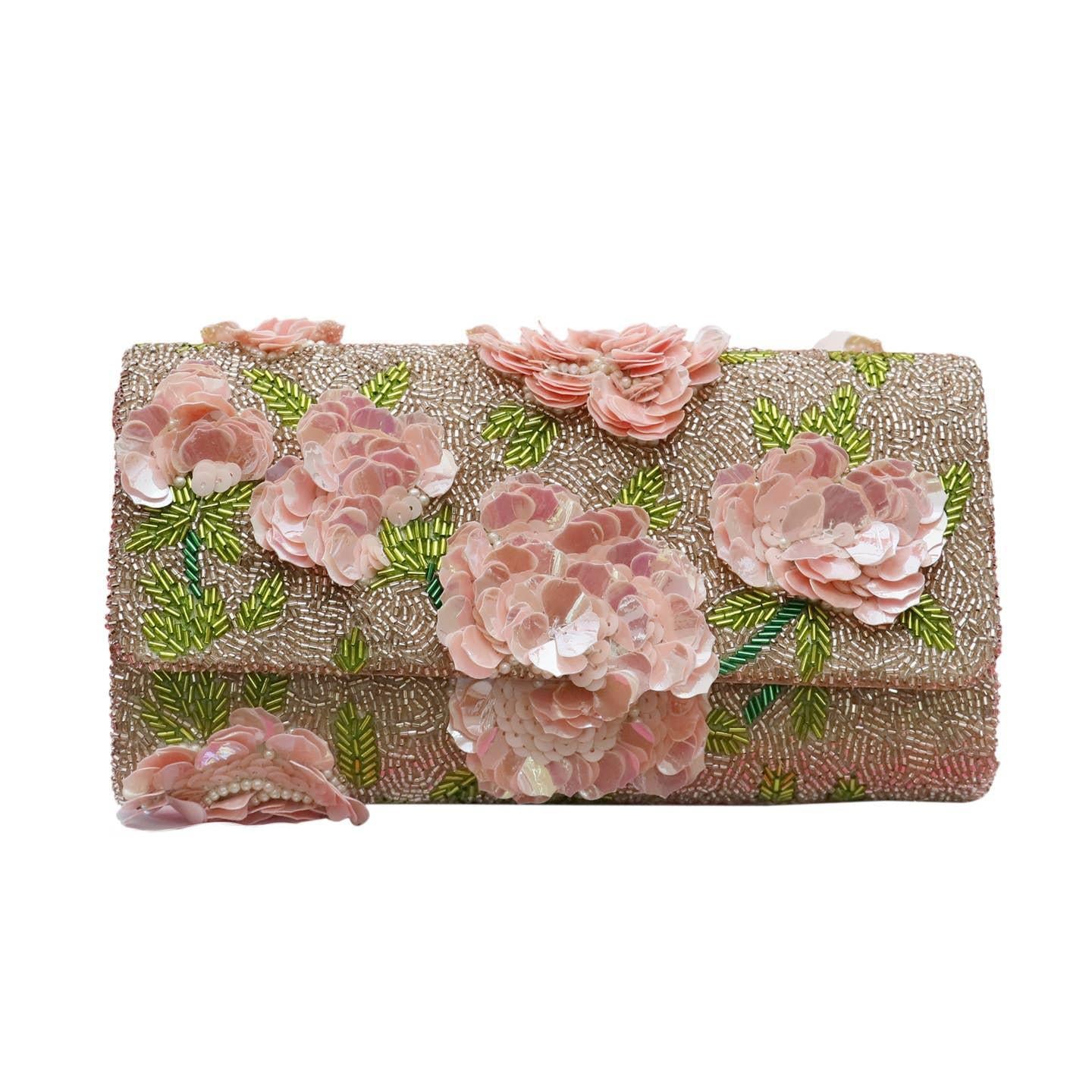 3D Flower Embellished Clutch