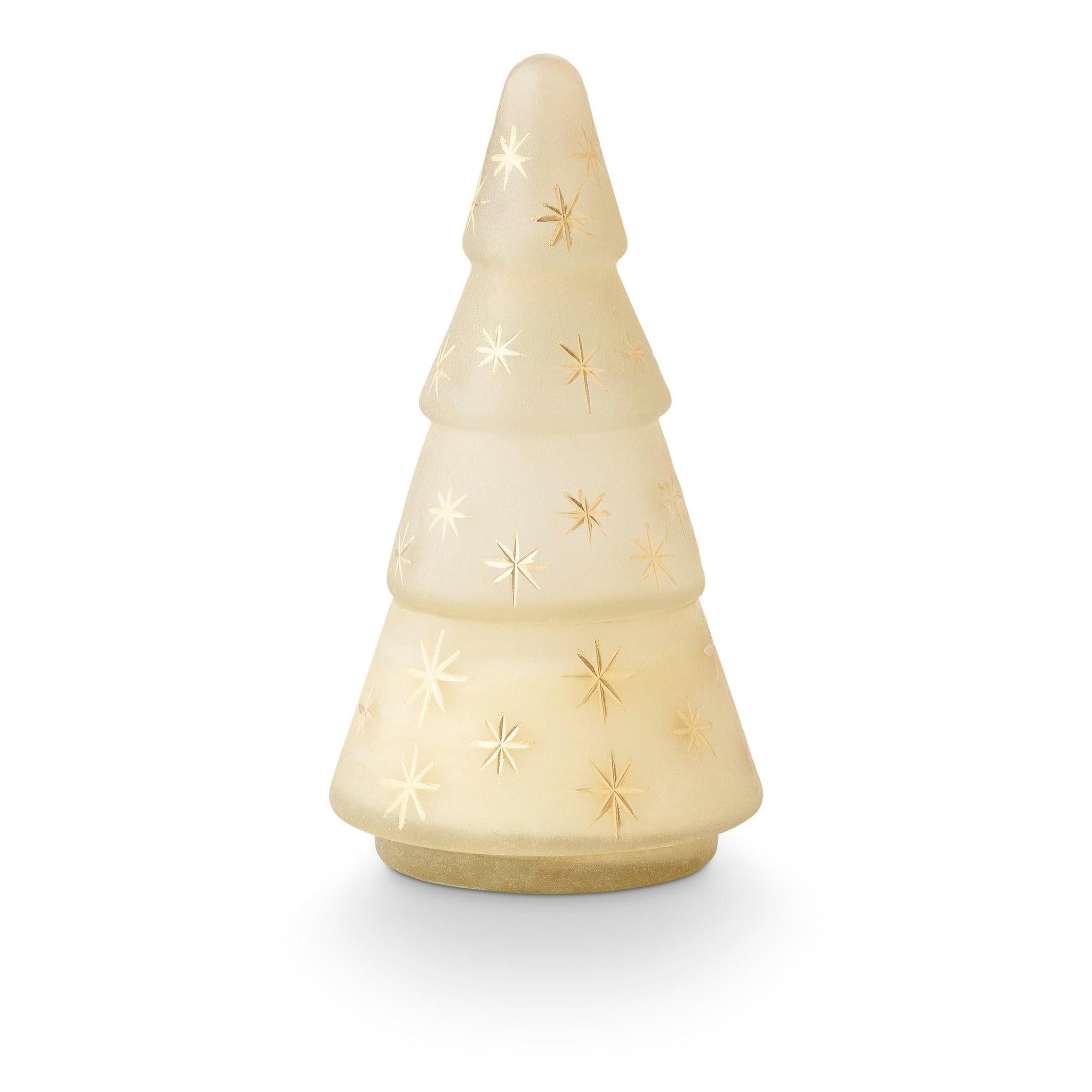 Winter White Frosted Star Tree Candle