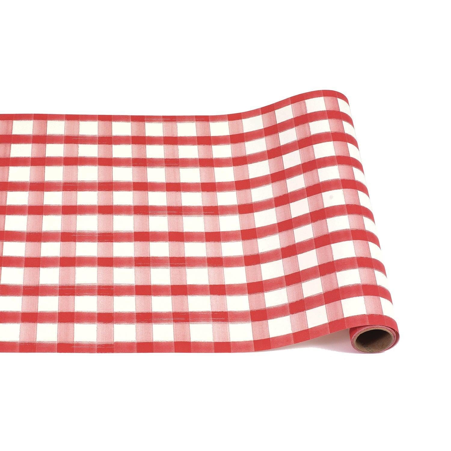 Red Painted Check Paper Runner