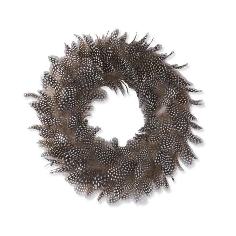 Black & White Speckled Wispy Feather Wreath