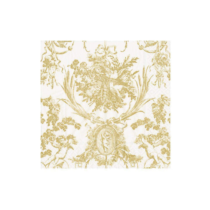 Romantic Toile Gold Cocktail Napkins