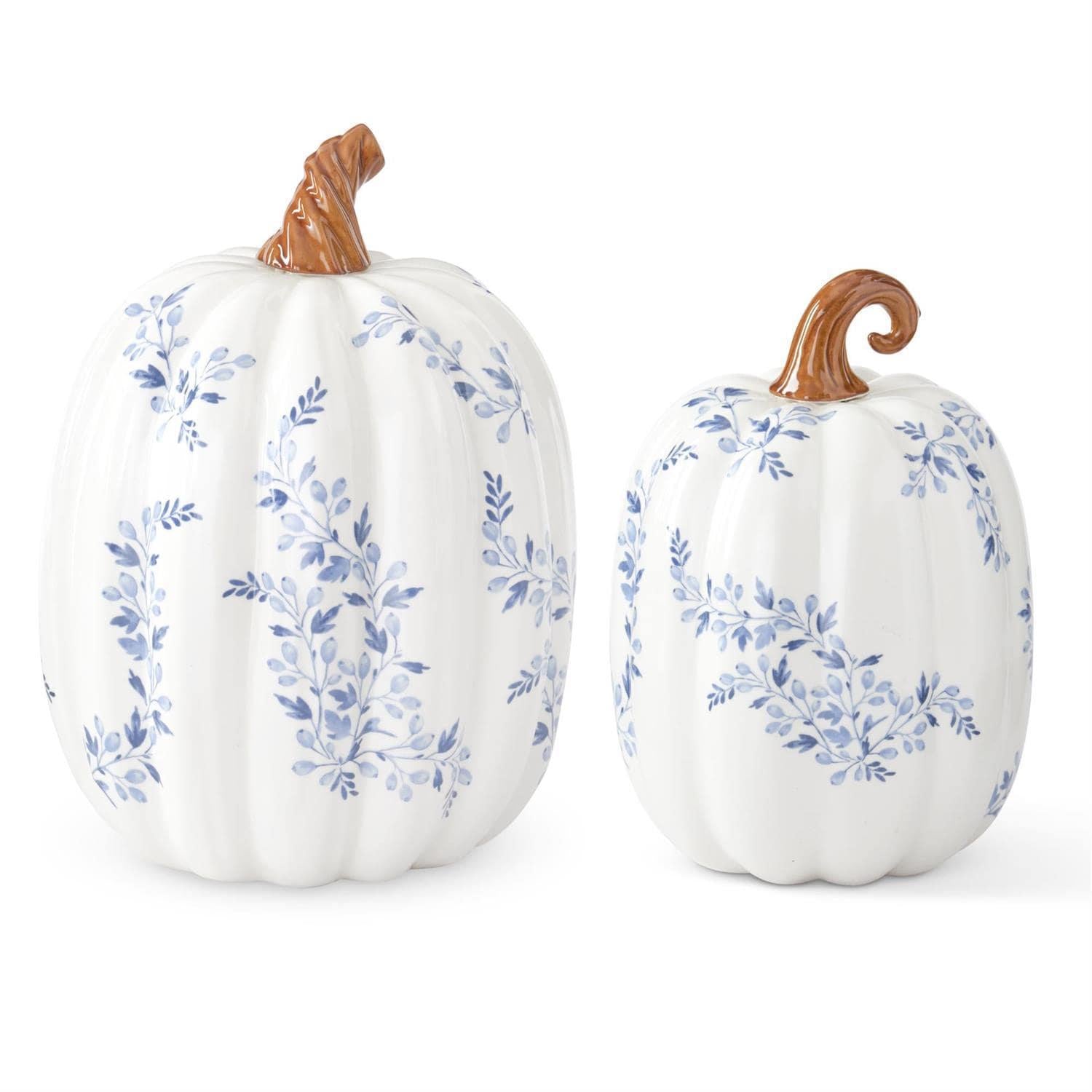 Blue & White Floral Pumpkin