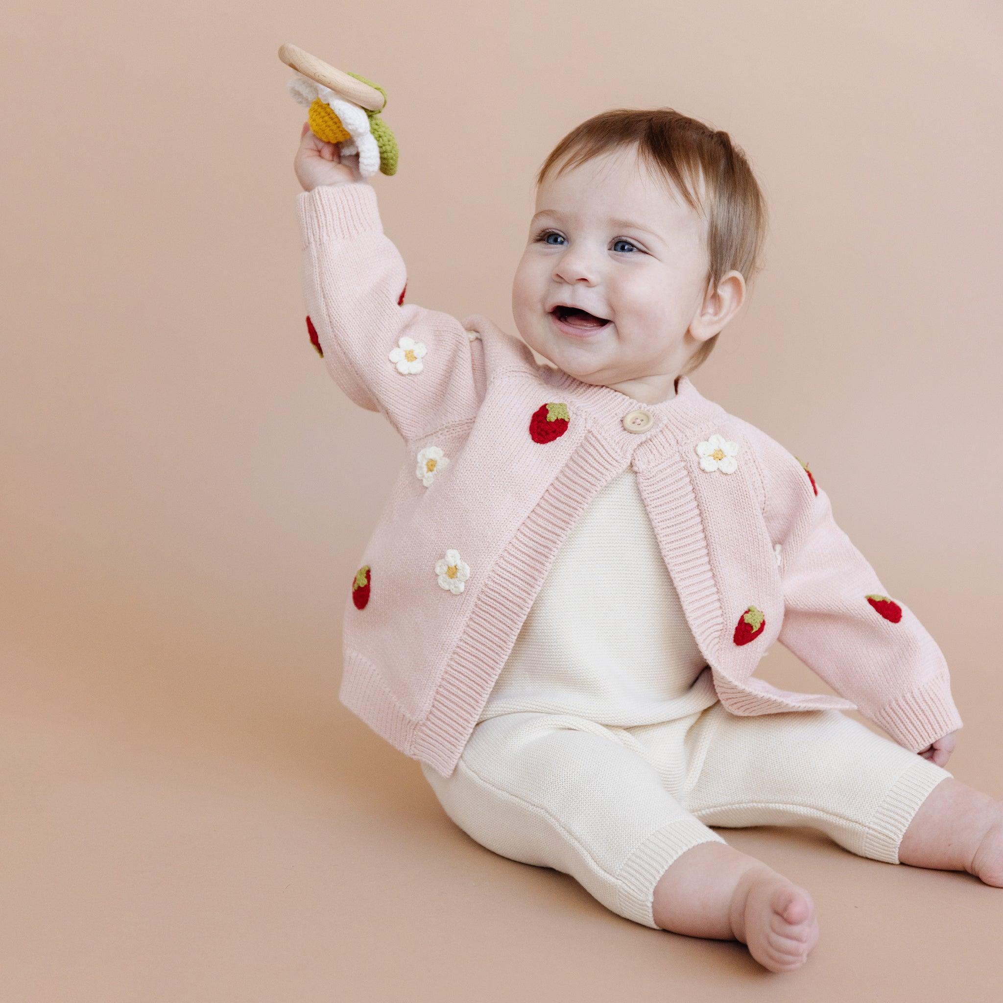 Strawberry Cotton Blush Cardigan