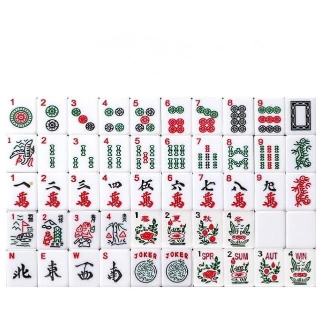 White Classic Mahjong Tile Set with Racks