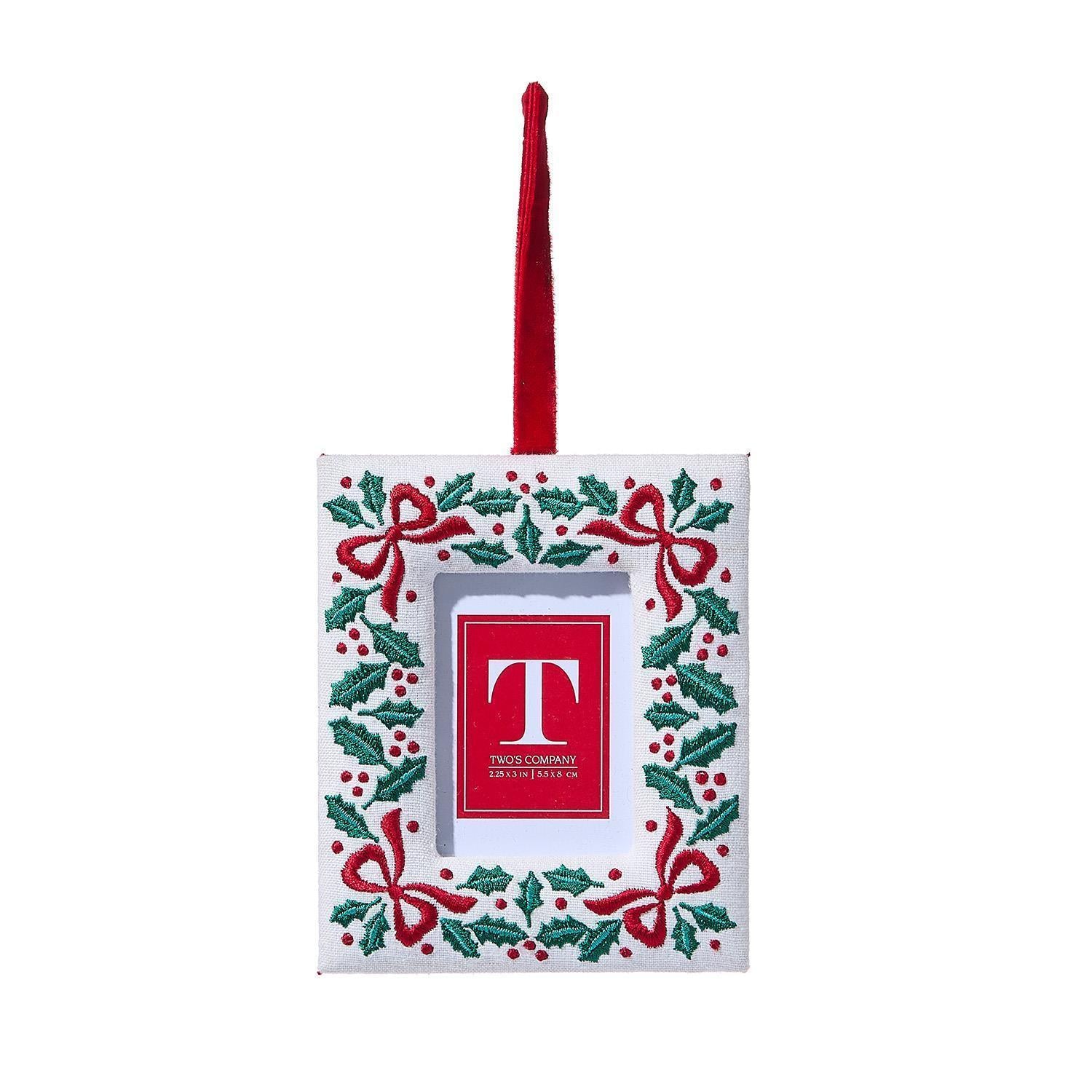 Holiday Memories Embroidered Photo Frame Ornament