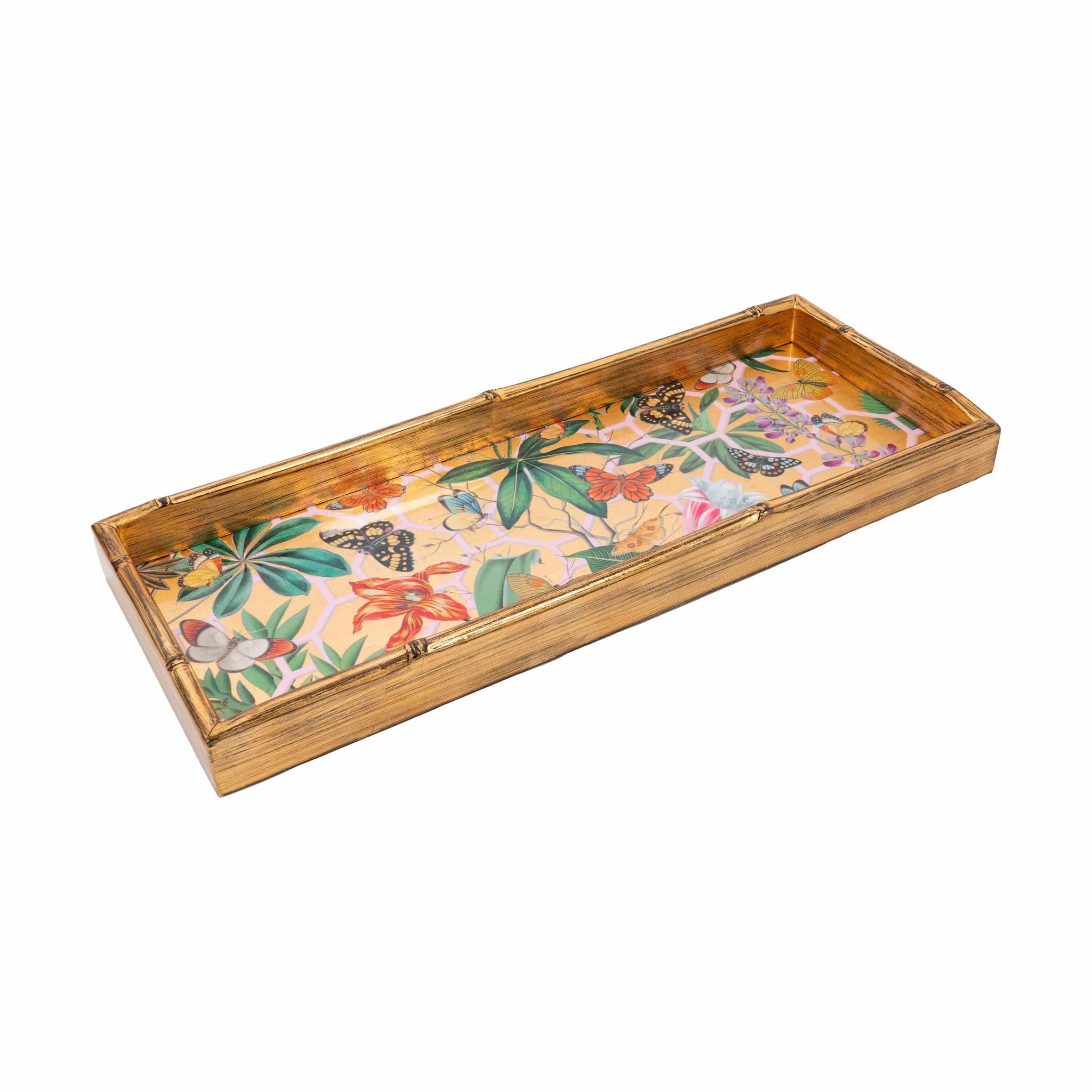 Kaleidoscope Bamboo Edge Lacquer Bar Tray